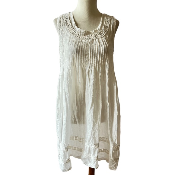 ROSE AND ROSE DRESS XS CROCHET LACE SLEEVELESS COQUETTE PRAIRIE COTTAGECORE - Picture 1 of 12